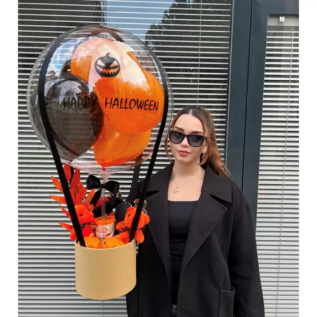 Kişiselleştirilebilir Halloween Turuncu Siyah Cadılar Bayramı Balon Kutusu