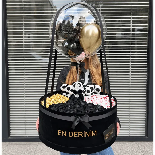 Panda Ayıcıklı Balon Kutusu | Dev Lüks Hediye Kutusu